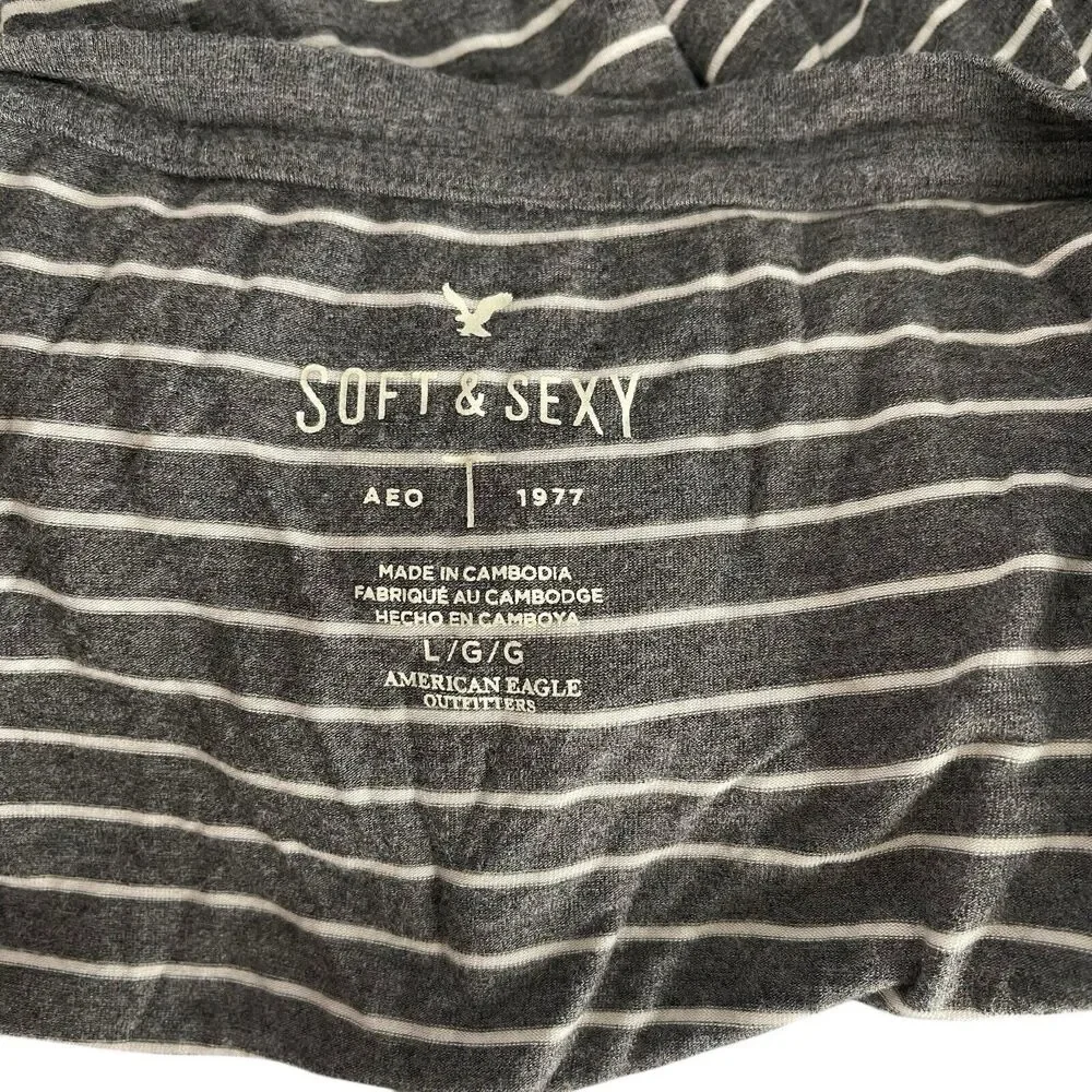 American Eagle Soft Sexy Large Tunic Top Vneck Long Sleeve Tee Gray